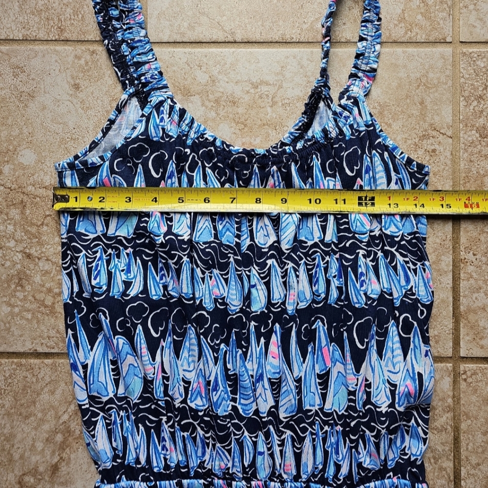 Lilly Pulitzer Navy and Light Blue Printed Mini Dress/Romper - Picture 8 of 11